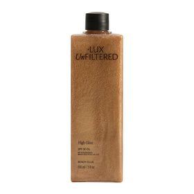 +Lux Unfiltered front packaging showing bottle and SPF 30 benefit