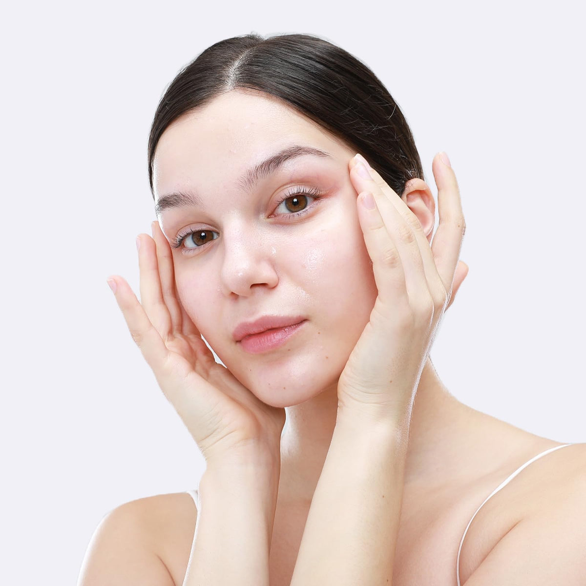 +WIS+ bathroom vanity setting with mask packet suggesting daily self-care routine