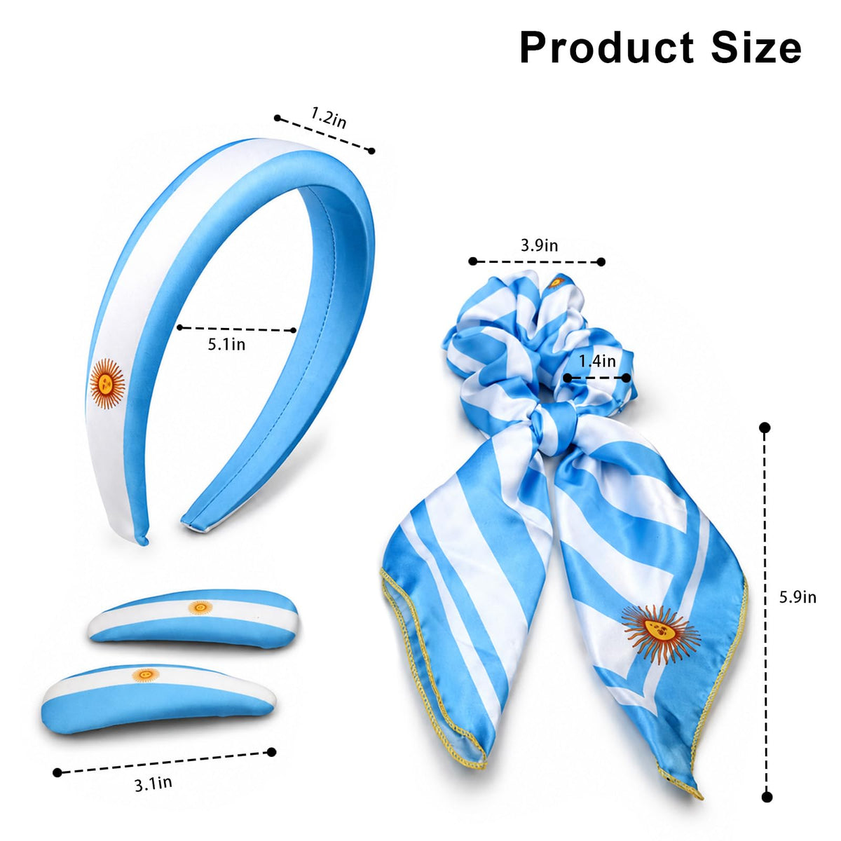 PMAIHNAS headband worn in hair demonstrating secure fit and patriotic style