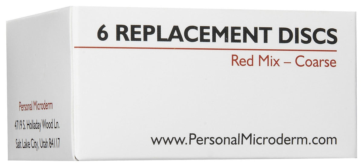 PMD close-up of red disc abrasive texture showing coarse-grit detail for effective exfoliation