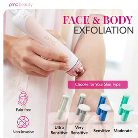 PMD Beauty treatment detail on cheek showing targeted exfoliation improving skin texture and glow