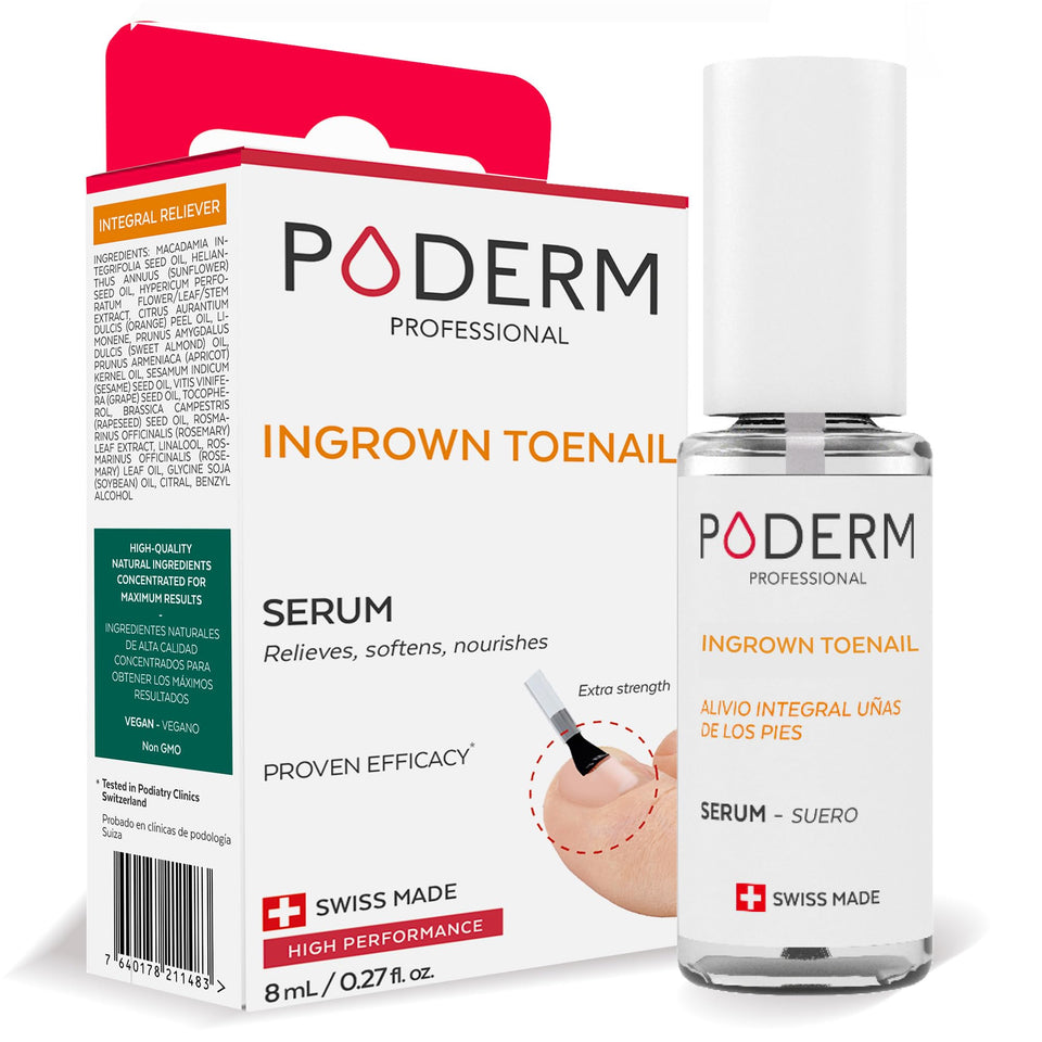 PODERM front packaging showing bottle and label for clear product ID and benefits