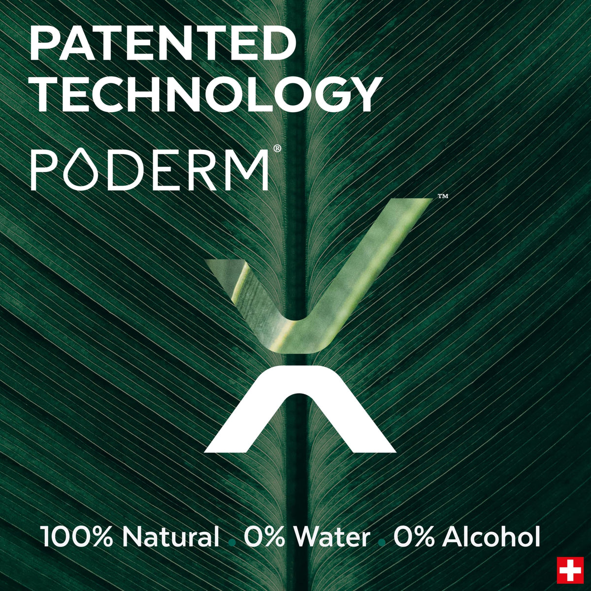 PODERM bottle in hand for size comparison and easy travel-friendly benefits