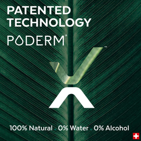 PODERM bottle in hand for size comparison and easy travel-friendly benefits
