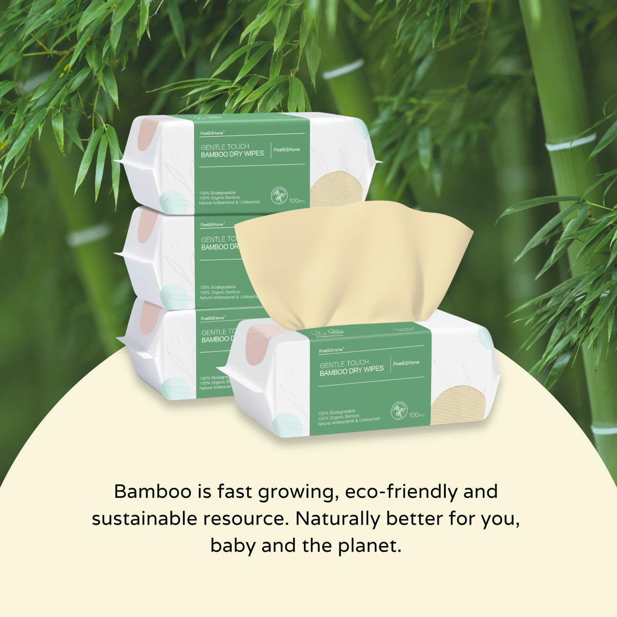 PoeticEHome package label detail displaying product info and easy-dispose benefit