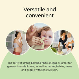 PoeticEHome towel beside hand illustrating size and lightweight portability benefit