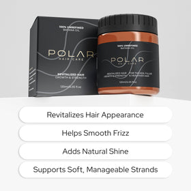 Polar Hair open jar showing rich unrefined oil texture for deep conditioning