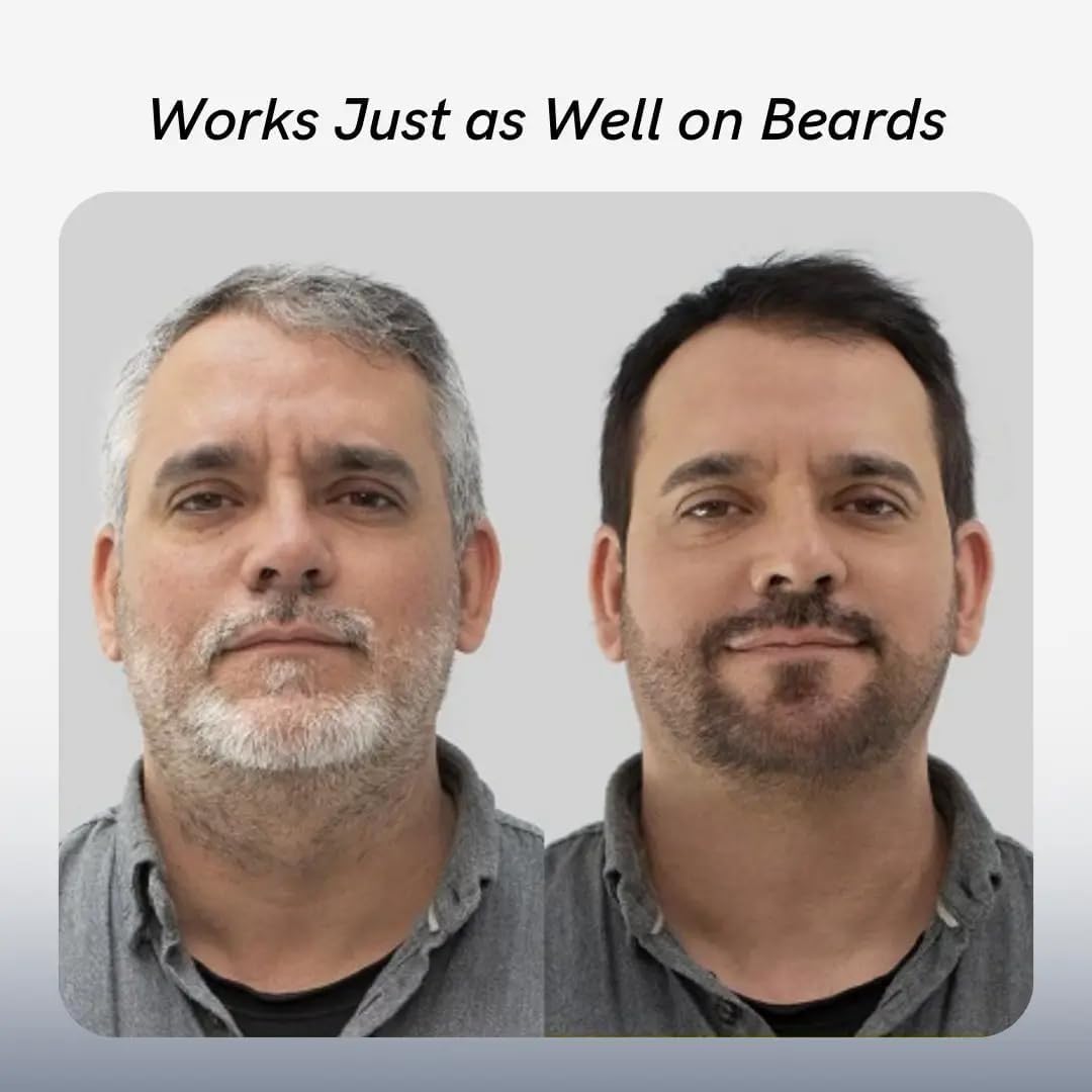 POLAR HAIR CARE before and after gray coverage showing natural black result