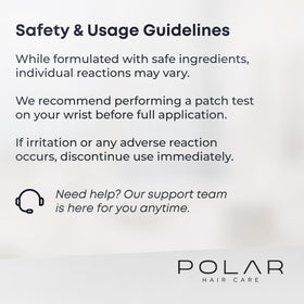 POLAR HAIR CARE bottle label and size indicating up to fifteen applications