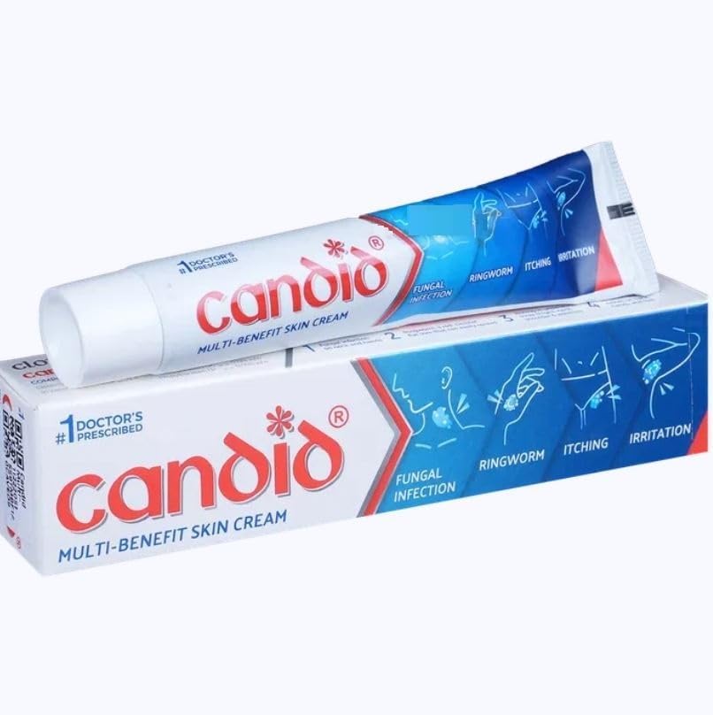 Polet Candid front packaging showing tube and brand, helps targeted fungal relief