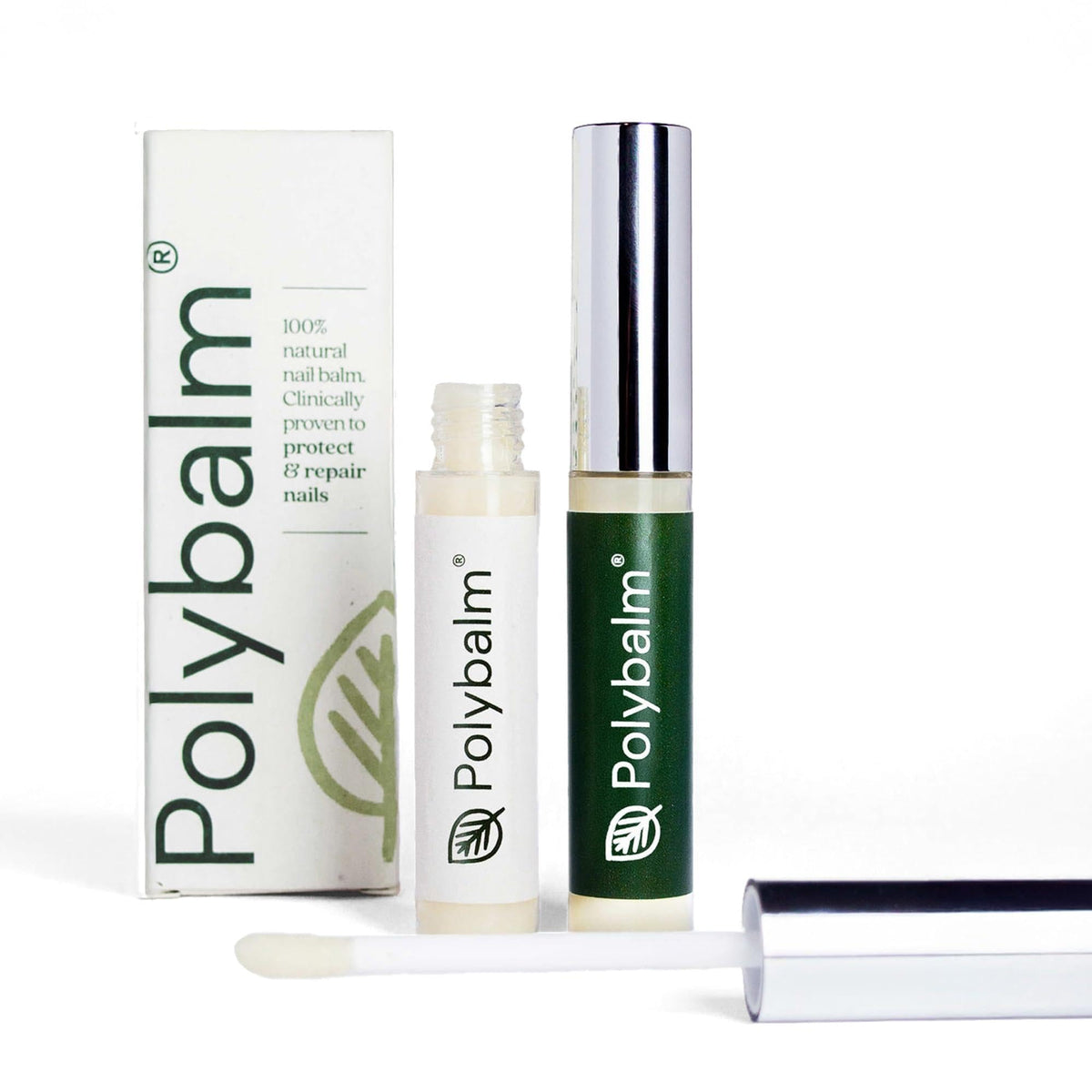 Polybalm front tube showing brand and nourishing balm benefits
