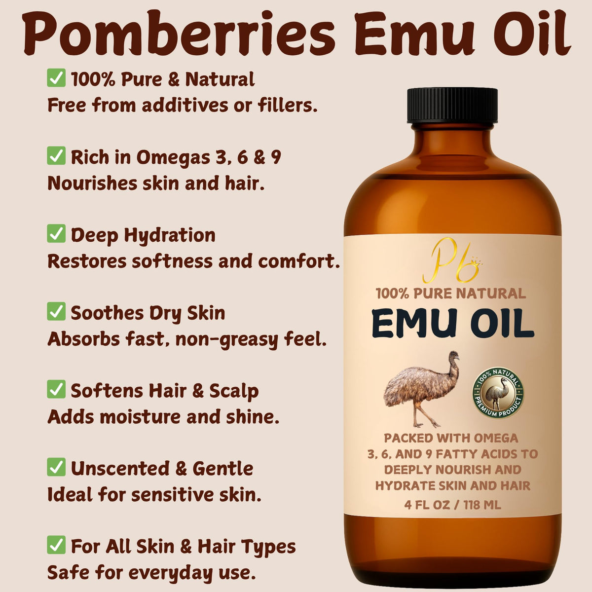 Pomberries oil pouring close-up highlighting lightweight, absorbent texture