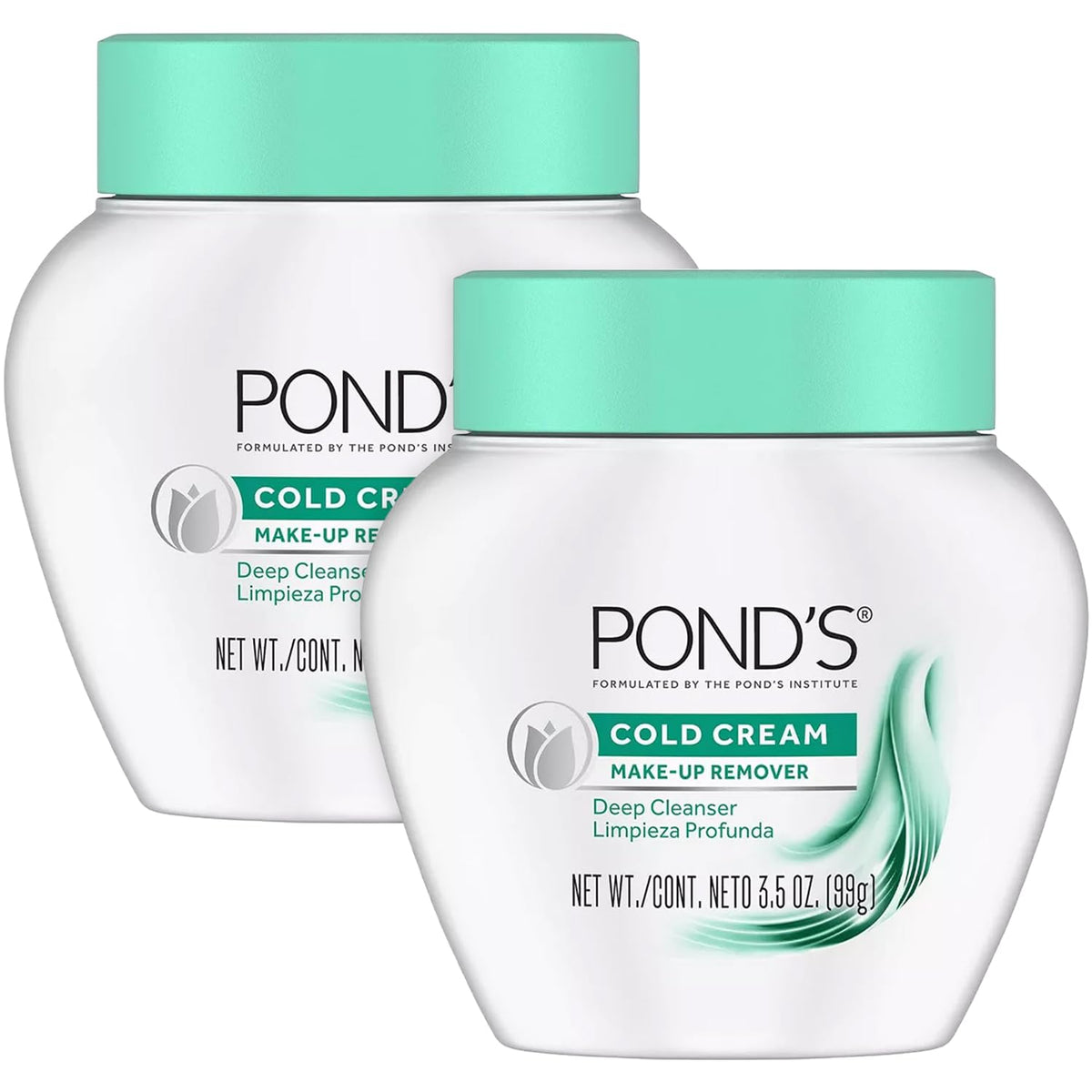 POND'S front packaging showing dual 3.5 oz jars and clear benefit