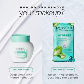 POND'S cold cream being wiped with washcloth showing effective removal benefit