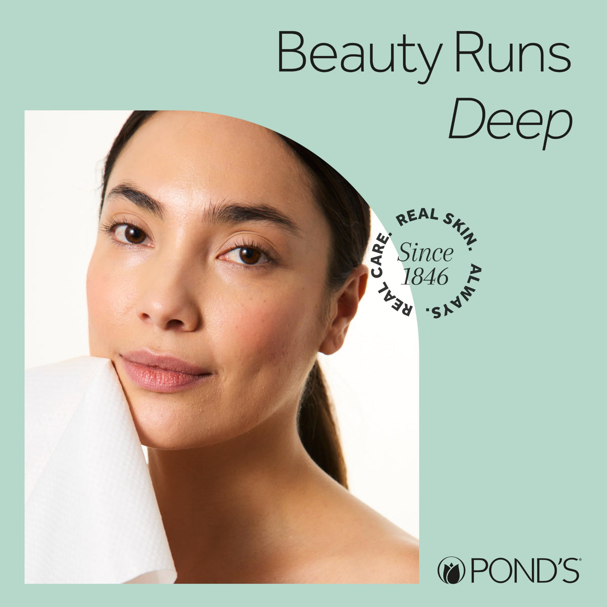 POND'S towel being discarded to show hygienic single-use advantage