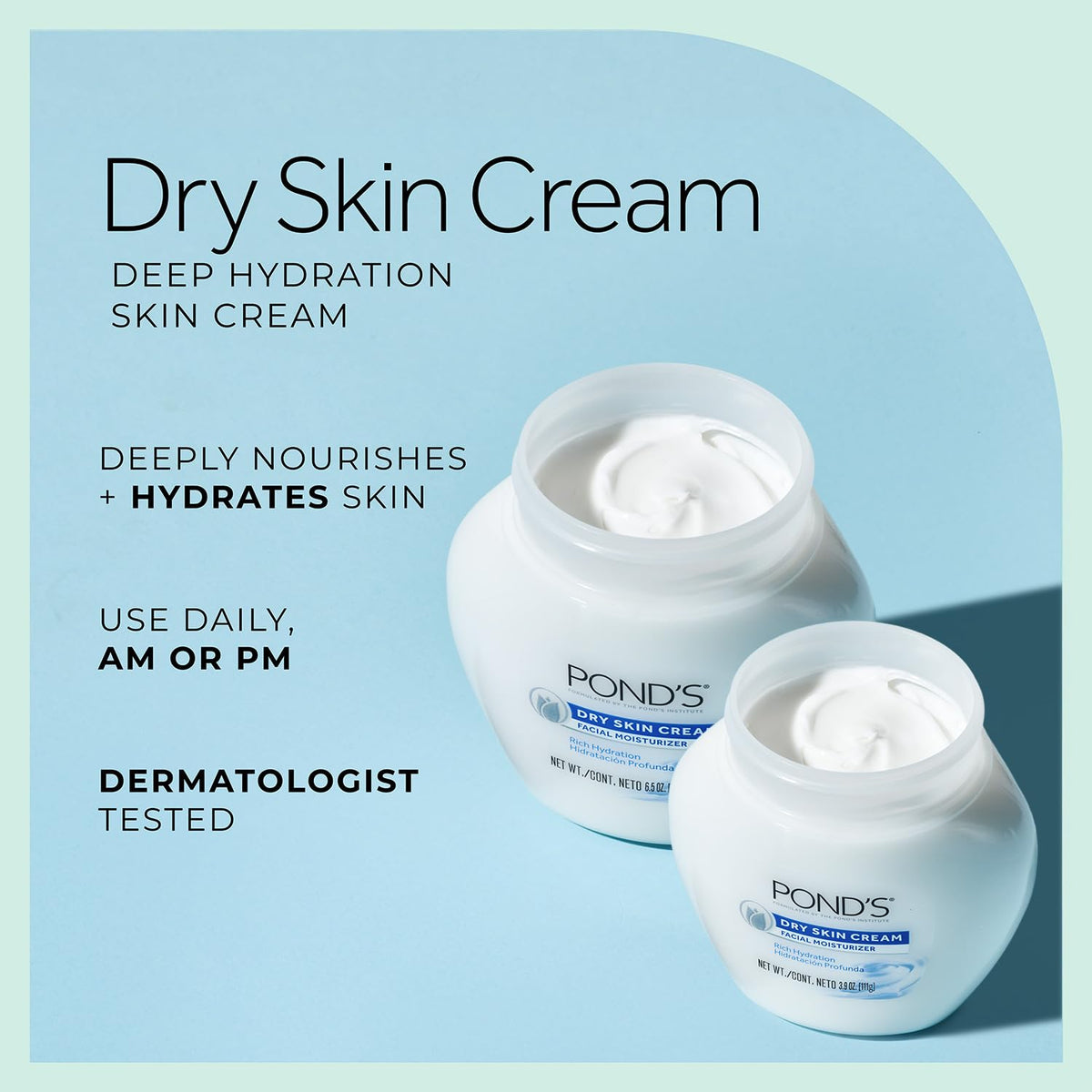 POND'S two jars side-by-side showing size comparison for convenience