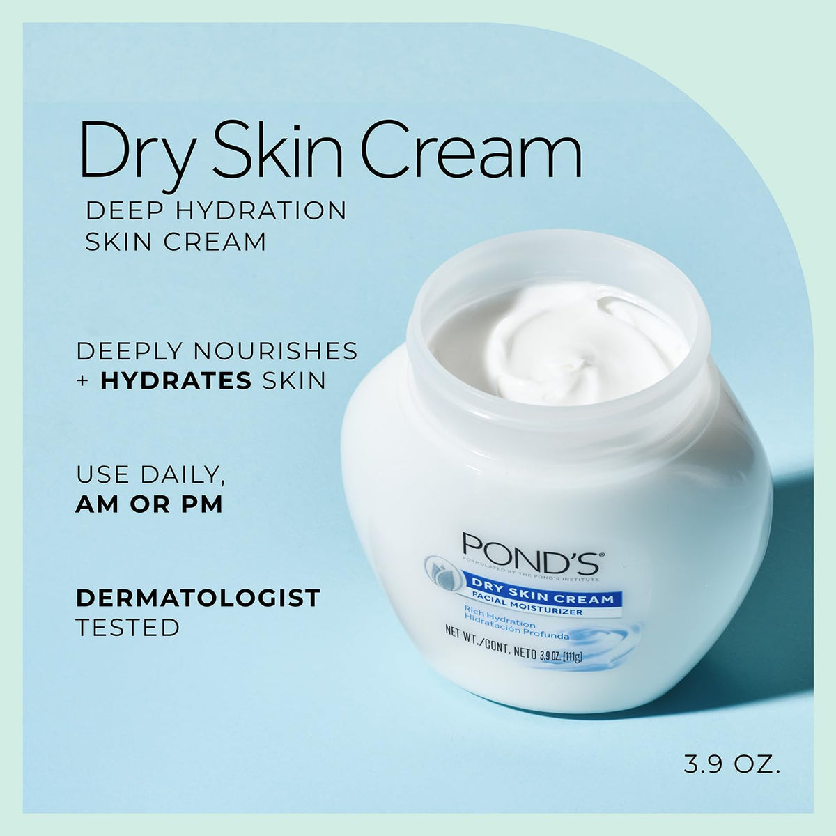 POND'S cream being smoothed on hand demonstrating easy absorption