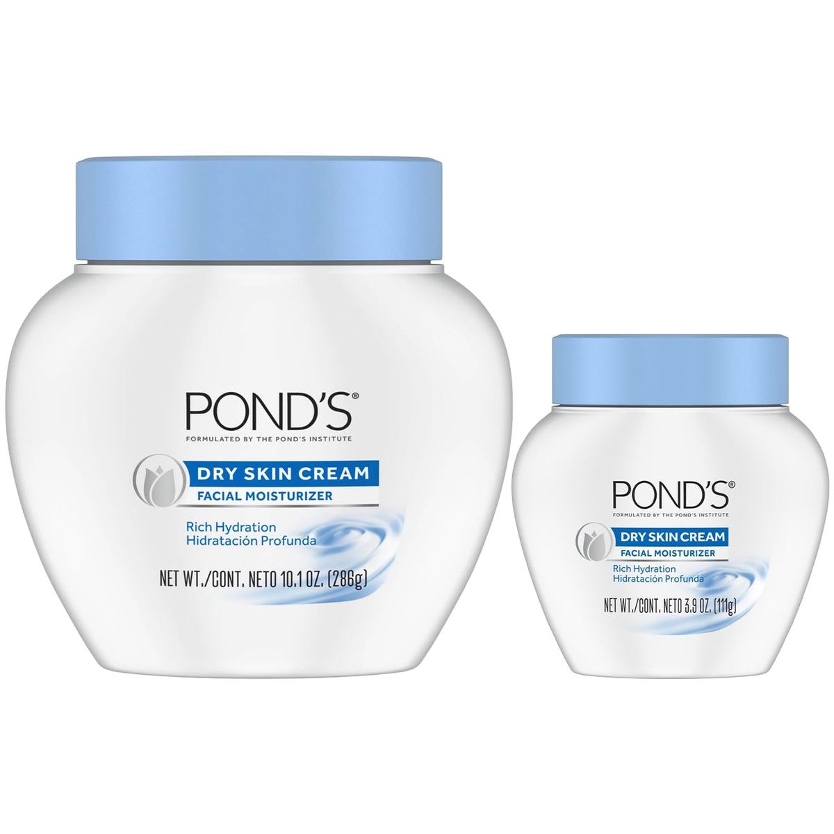 POND'S front packaging showing brand and large jar, promotes lasting hydration