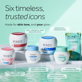 POND'S ingredient label close-up emphasizing AHA and collagen benefit