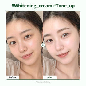 PONGDANG applying cream to face in mirror for a natural no-makeup look