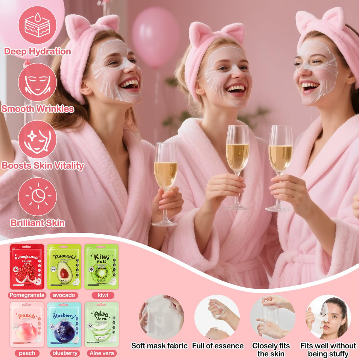 Ponhey foot bath bombs arranged to show calming scent and fizz