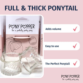 Pony Popper clip mechanism close-up showing secure hold benefit