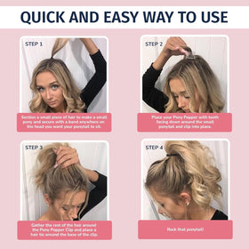 Pony Popper in hair demonstrating high pony lift and natural finish benefit
