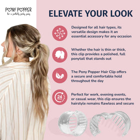 Pony Popper in-use creating high ponytail for lifted look benefit