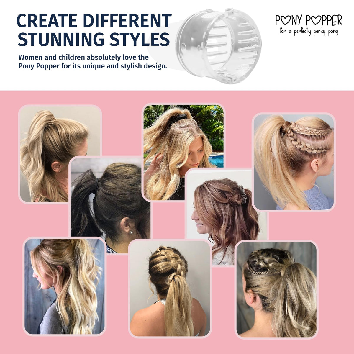 Pony Popper paired with elastic demonstrating easy styling benefit