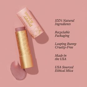 Poppy & Pout close-up texture revealing smooth balm finish and nourishing oils
