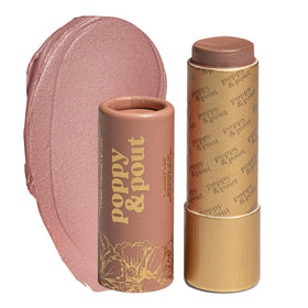 Poppy & Pout front packaging in cardboard tube showing eco-friendly design and benefit