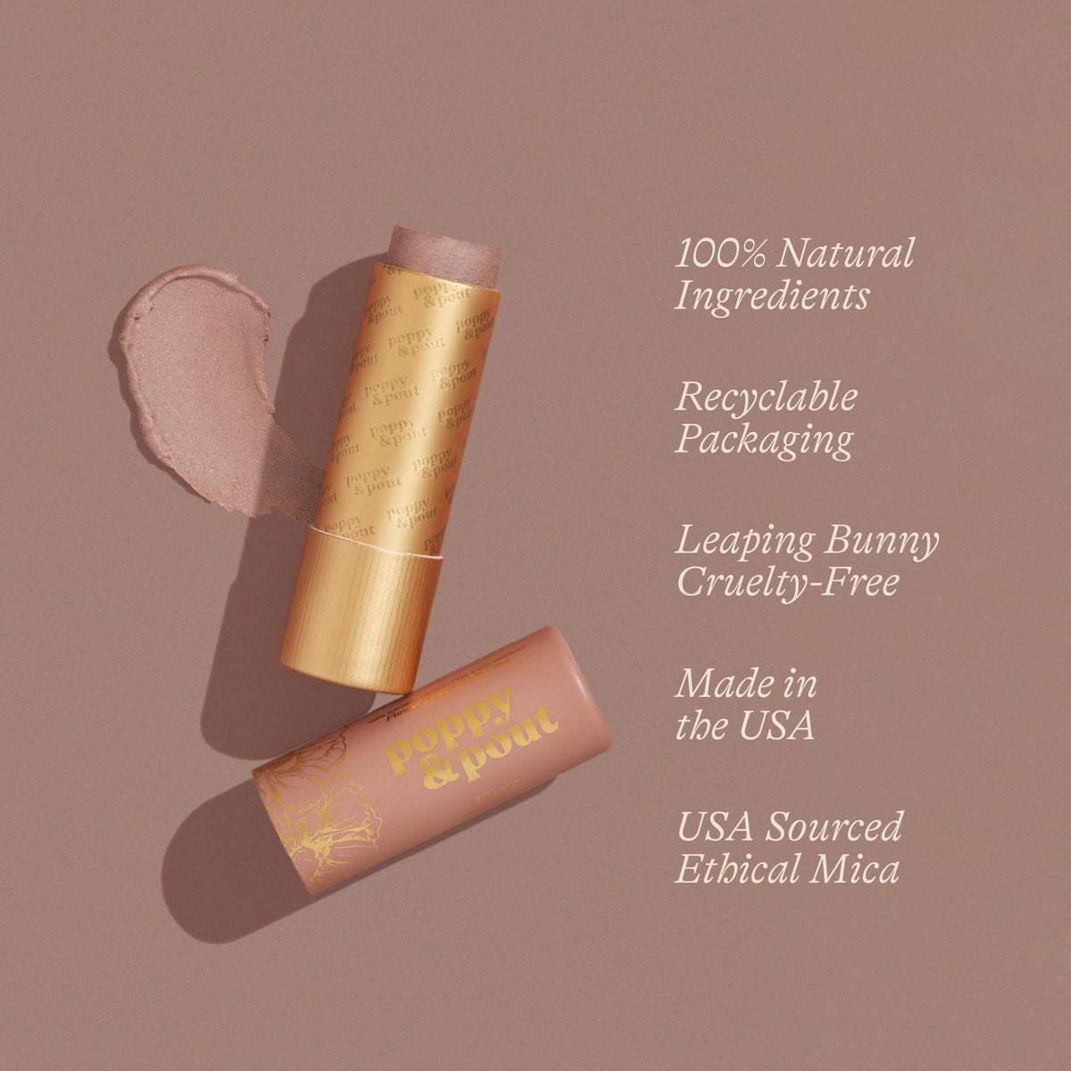Poppy & Pout cardboard tube detail highlighting sustainable packaging advantage