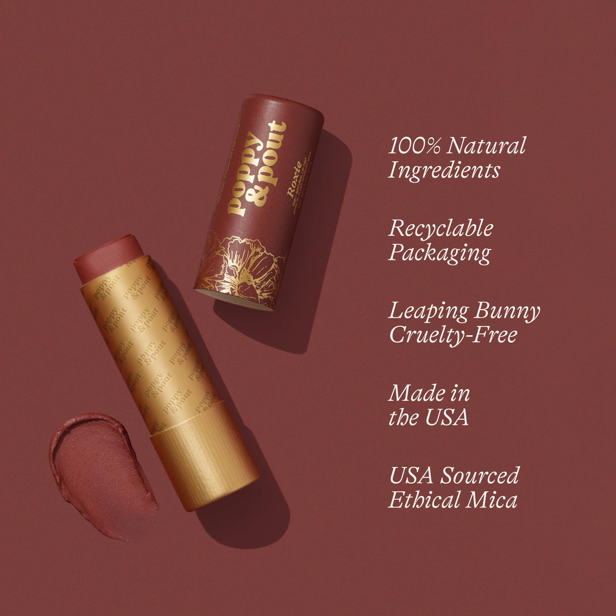 Poppy & Pout Roxie smooth swipe texture close-up highlighting creamy glide