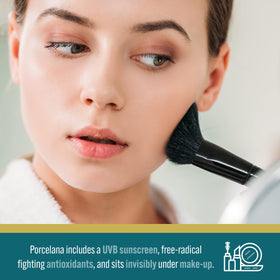Porcelana before and after concept illustrating reduced dark spots