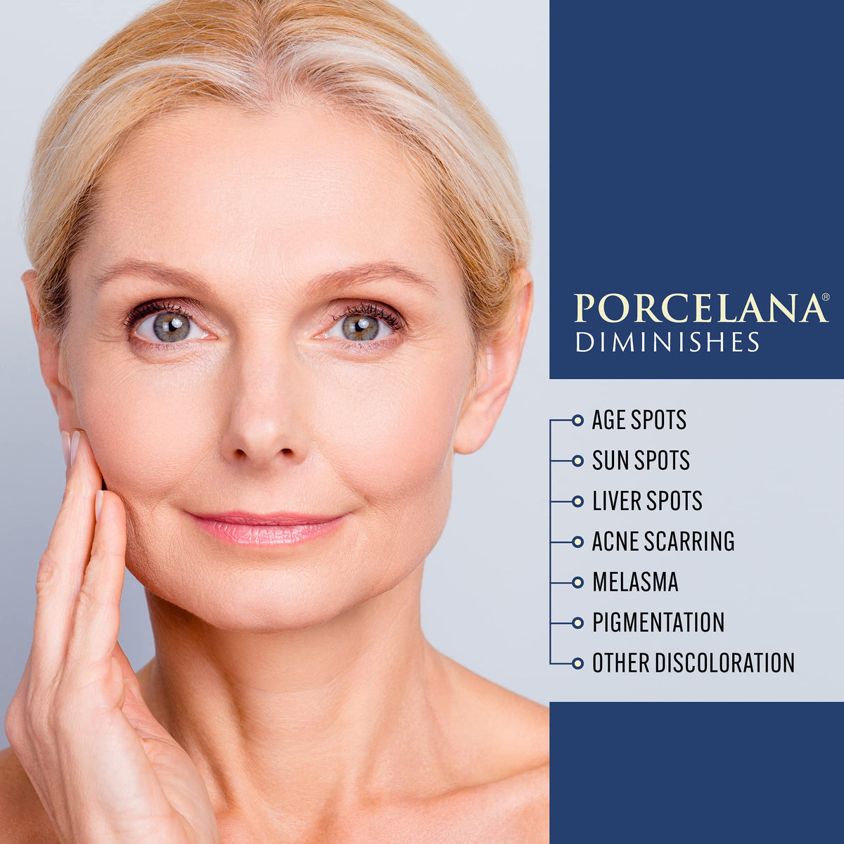 Porcelana applied to hand to demonstrate lightweight hydration benefit