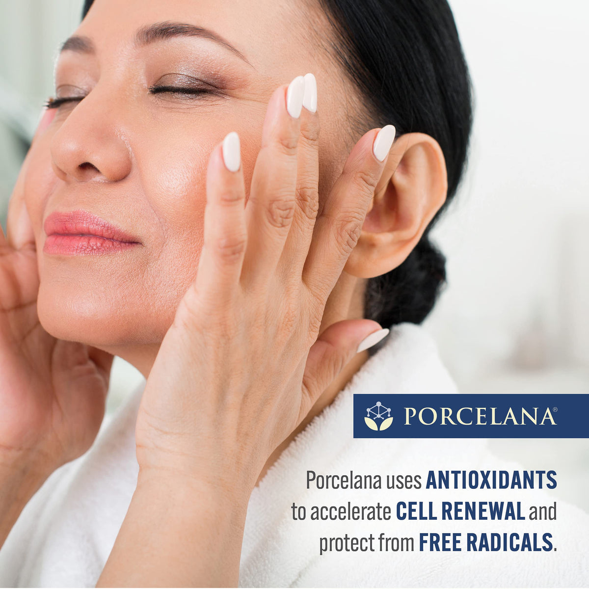 Porcelana layered under makeup to show invisible finish and protection