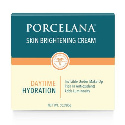 Porcelana front packaging showing 3 oz jar and brightening benefit