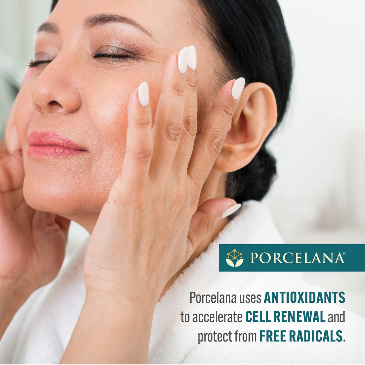 Porcelana label closeup showing ingredient list and antioxidant notes
