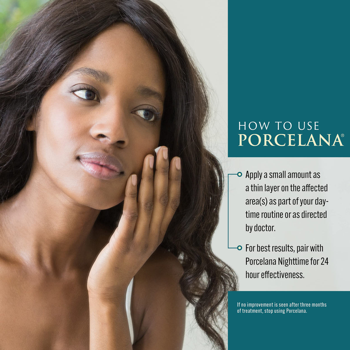 Porcelana size comparison with hand to show compact 3 oz travel size