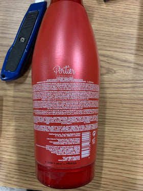 Portier label closeup revealing ingredients and product benefits
