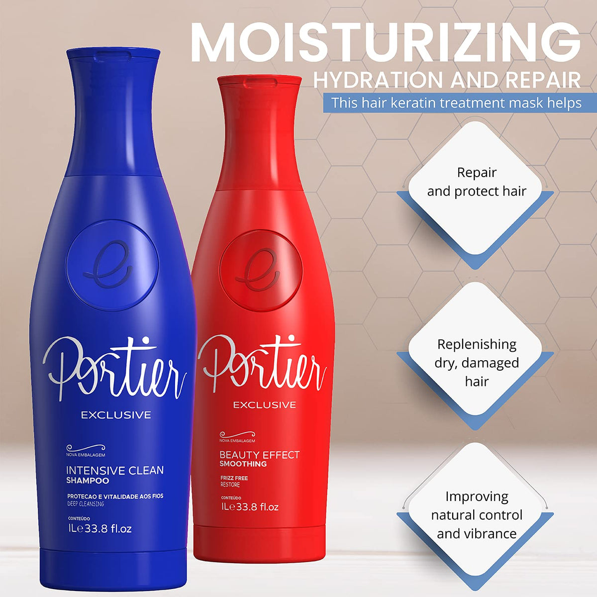 Portier shampoo pouring action cleansing oils for better penetration