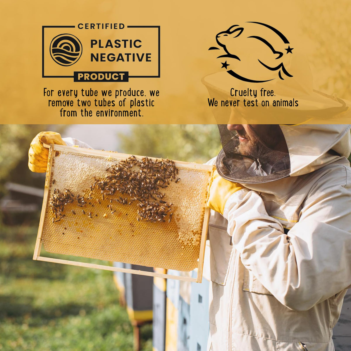 Portland Bee Balm beekeeper hands holding beeswax showcasing local sourcing