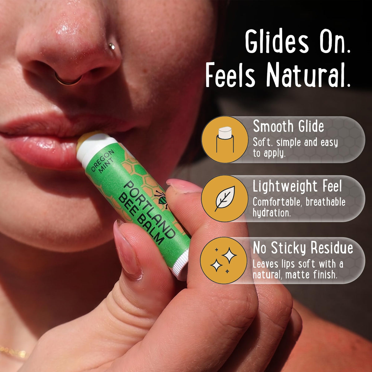 Portland Bee Balm tube top open revealing balm surface for quick application