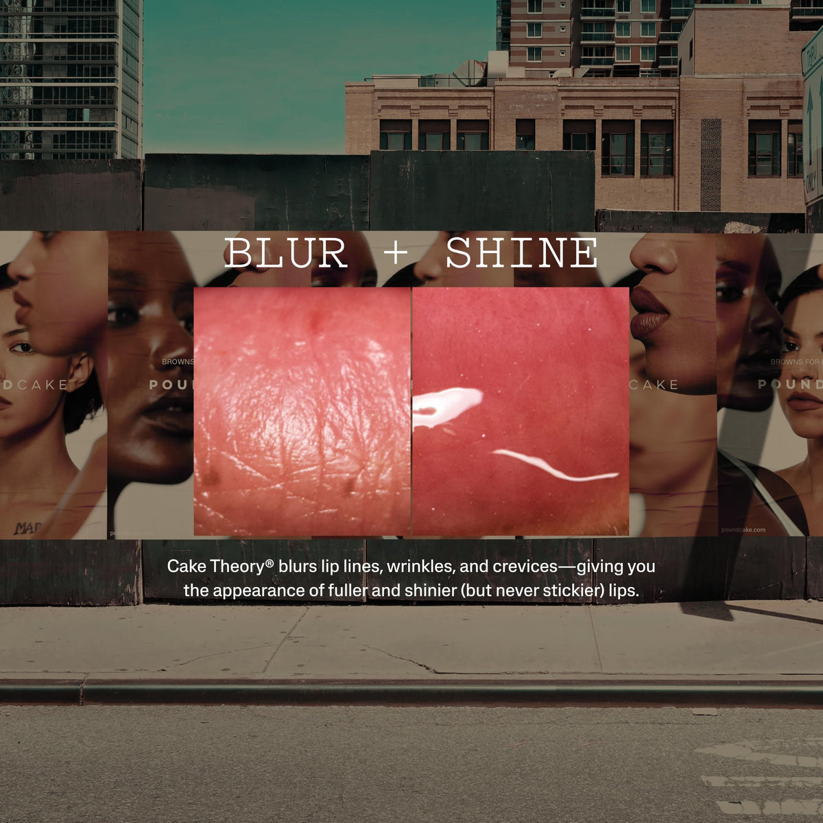 POUND CAKE worn in daytime lifestyle scene, conveys natural glossy look benefit