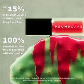 POUND CAKE texture oil droplet demonstrating glossy non-sticky hydration benefit
