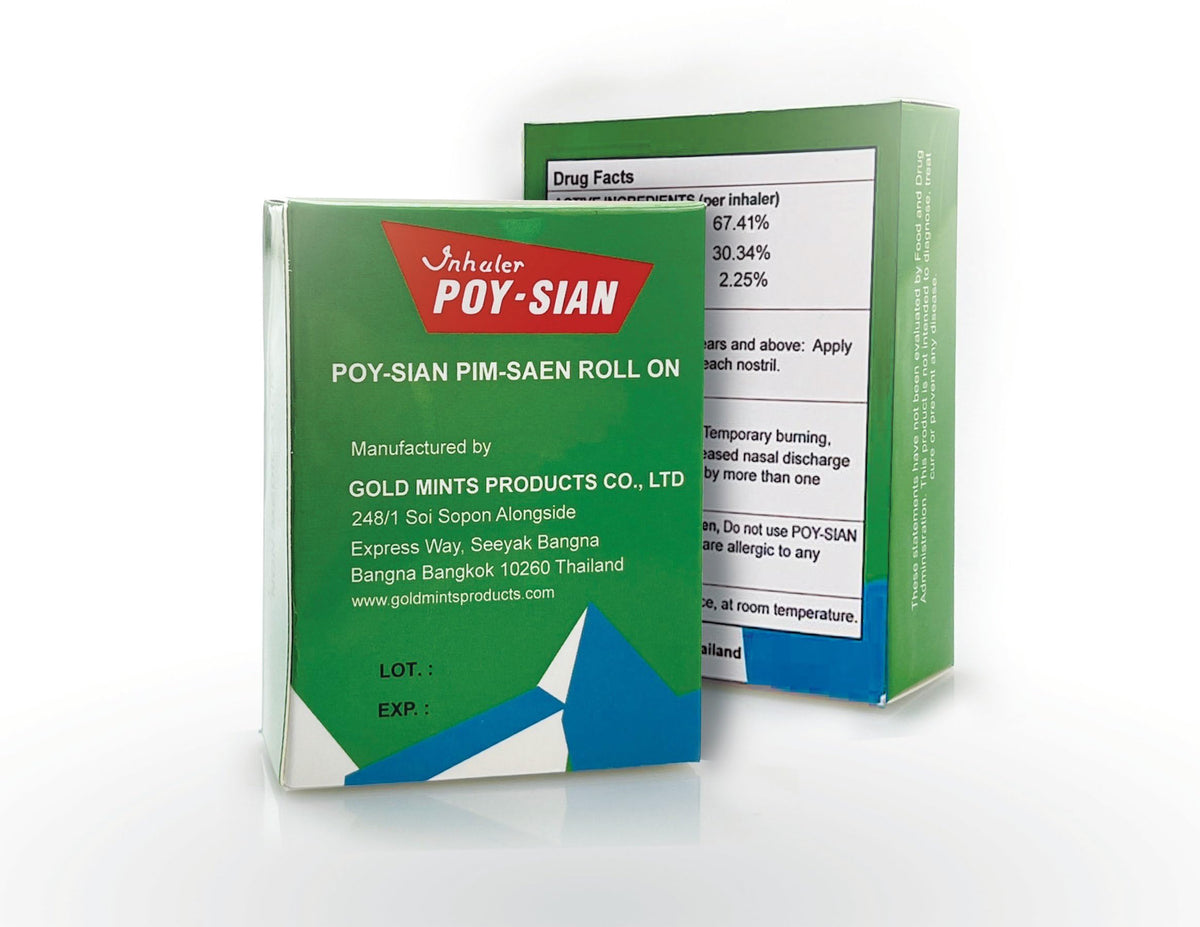 POY-SIAN roll-on with cap removed demonstrating easy targeted application and control