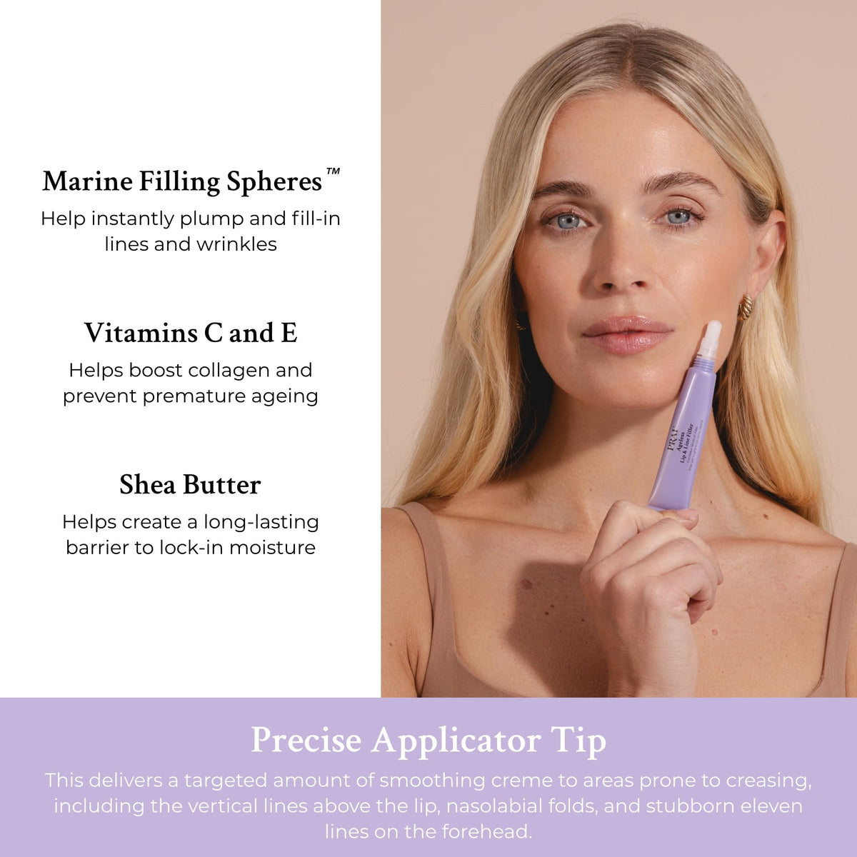 PRAI texture on back of hand highlighting lightweight feel and hydration benefit