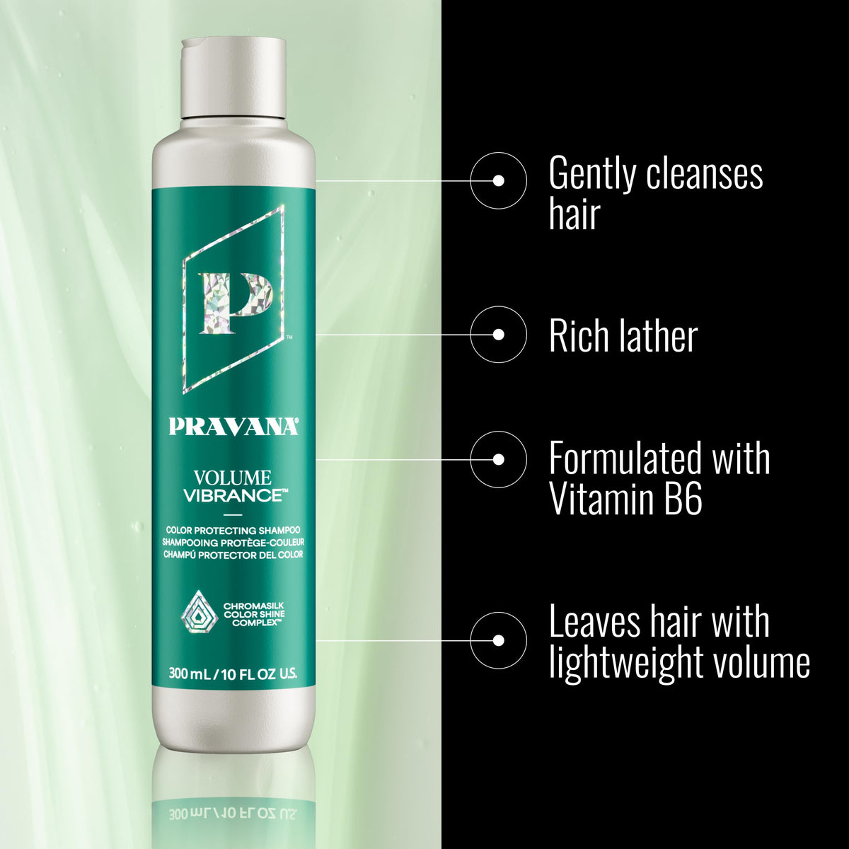 PRAVANA back label close-up displaying ingredients and usage benefits