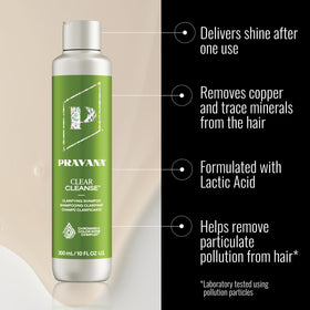 Pravana close-up of pump and label details highlighting product claims