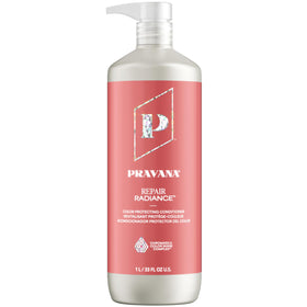 Pravana front bottle showing product branding and size, conveys salon supply benefits